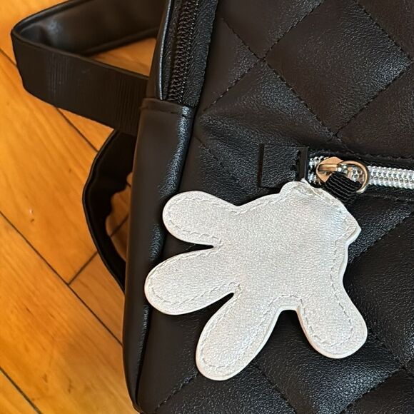 Disney Minnie Mouse Black Quilted Faux Leather Backpack with Ears and sequins - Picture 4 of 9